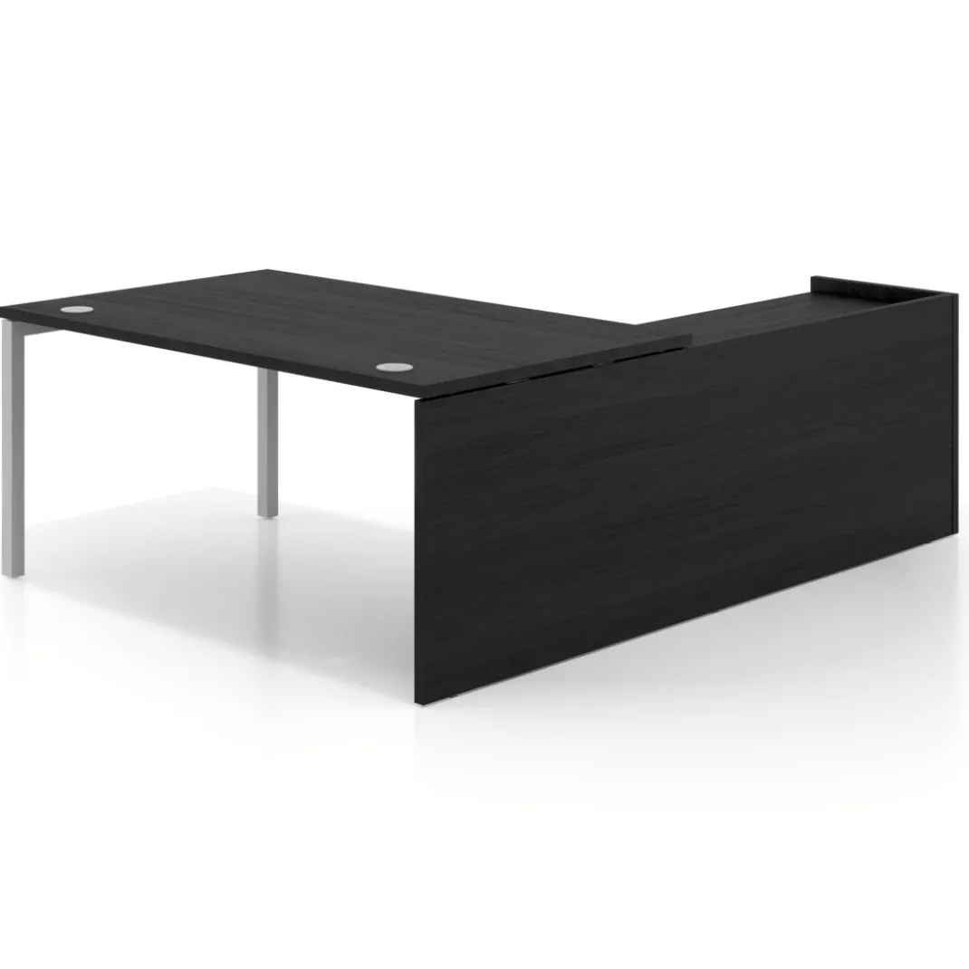 Mesa de dirección en L Kube fondo 100cm con ala+cajones WorkPlus estructura aluminio