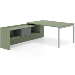 Mesa de dirección en L Kube fondo 100cm con ala+cajones WorkPlus estructura aluminio