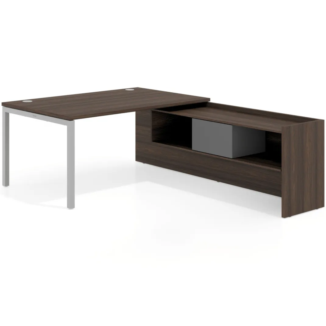 Mesa de dirección en L Kube fondo 100cm con ala+cajones WorkPlus estructura aluminio