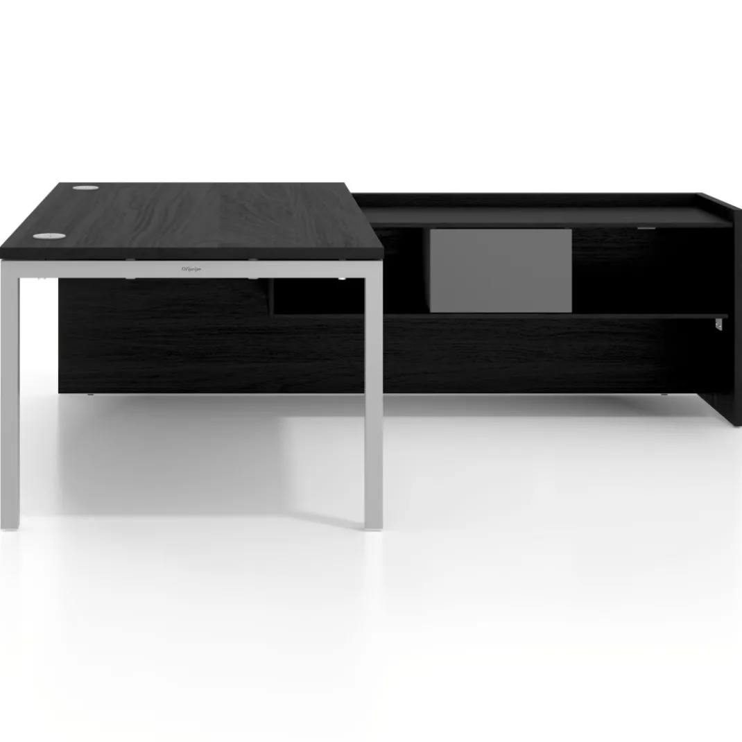 Mesa de dirección en L Kube fondo 100cm con ala+cajones WorkPlus estructura aluminio