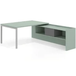 Mesa de dirección en L Kube fondo 100cm con ala+cajones WorkPlus estructura aluminio
