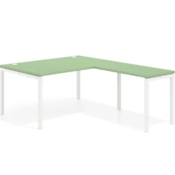 Mesa de dirección en L Kube fondo 100 con ala ancha, estructura blanca
