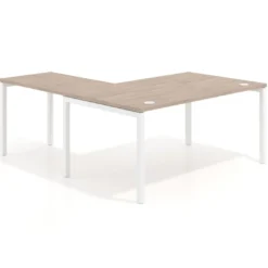 Mesa de dirección en L Kube fondo 100 con ala ancha, estructura blanca