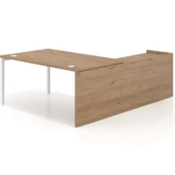 Mesa de dirección en L Kube fondo 100cm con ala+cajones WorkPlus estructura blanco