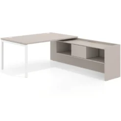 Mesa de dirección en L Kube fondo 100cm con ala+cajones WorkPlus estructura blanco