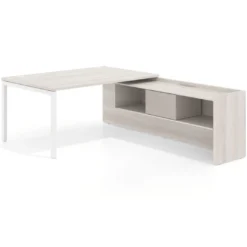 Mesa de dirección en L Kube fondo 100cm con ala+cajones WorkPlus estructura blanco