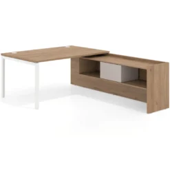 Mesa de dirección en L Kube fondo 100cm con ala+cajones WorkPlus estructura blanco