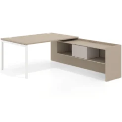 Mesa de dirección en L Kube fondo 100cm con ala+cajones WorkPlus estructura blanco