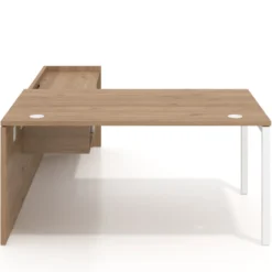 Mesa de dirección en L Kube fondo 100cm con ala+cajones WorkPlus estructura blanco