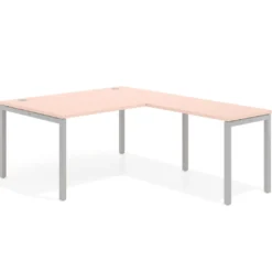 Mesa de dirección en L Kube fondo 100 con ala ancha, estructura aluminio
