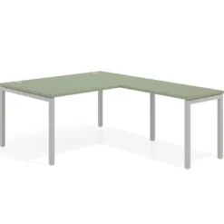 Mesa de dirección en L Kube fondo 100 con ala ancha, estructura aluminio