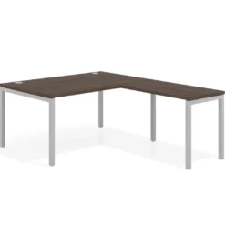 Mesa de dirección en L Kube fondo 100 con ala ancha, estructura aluminio
