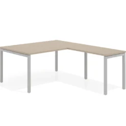 Mesa de dirección en L Kube fondo 100 con ala ancha, estructura aluminio