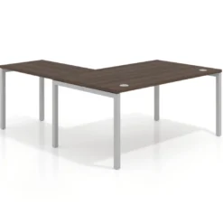 Mesa de dirección en L Kube fondo 100 con ala ancha, estructura aluminio