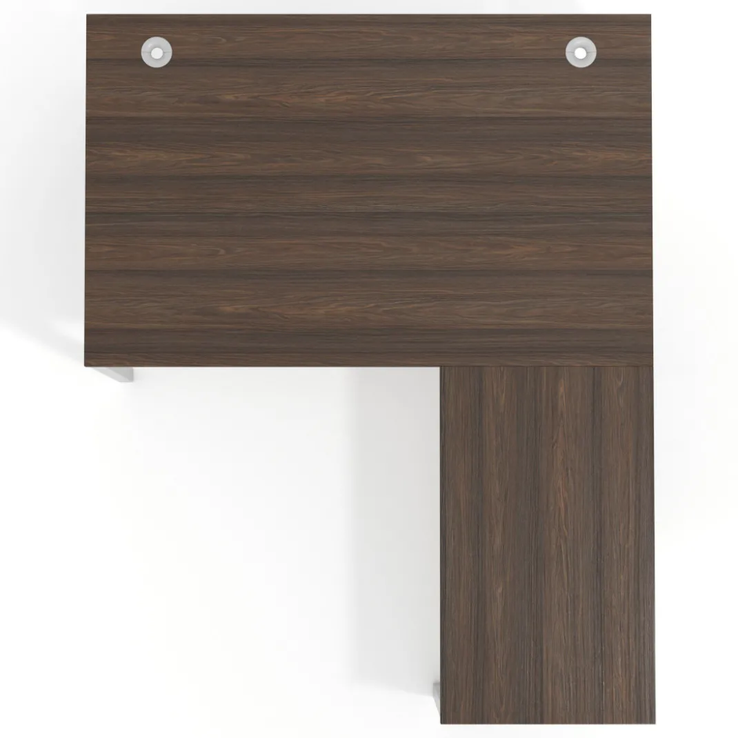 Mesa de dirección en L Kube fondo 100 con ala ancha, estructura aluminio