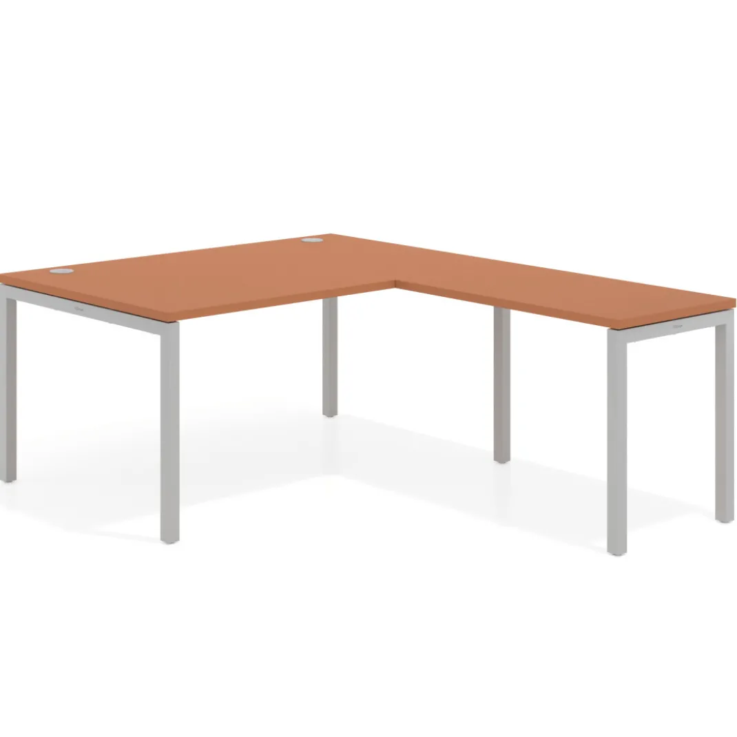 Mesa de dirección en L Kube fondo 100 con ala ancha, estructura aluminio