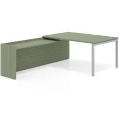 Mesa de dirección en L Kube fondo 100cm con ala WorkPlus estructura aluminio