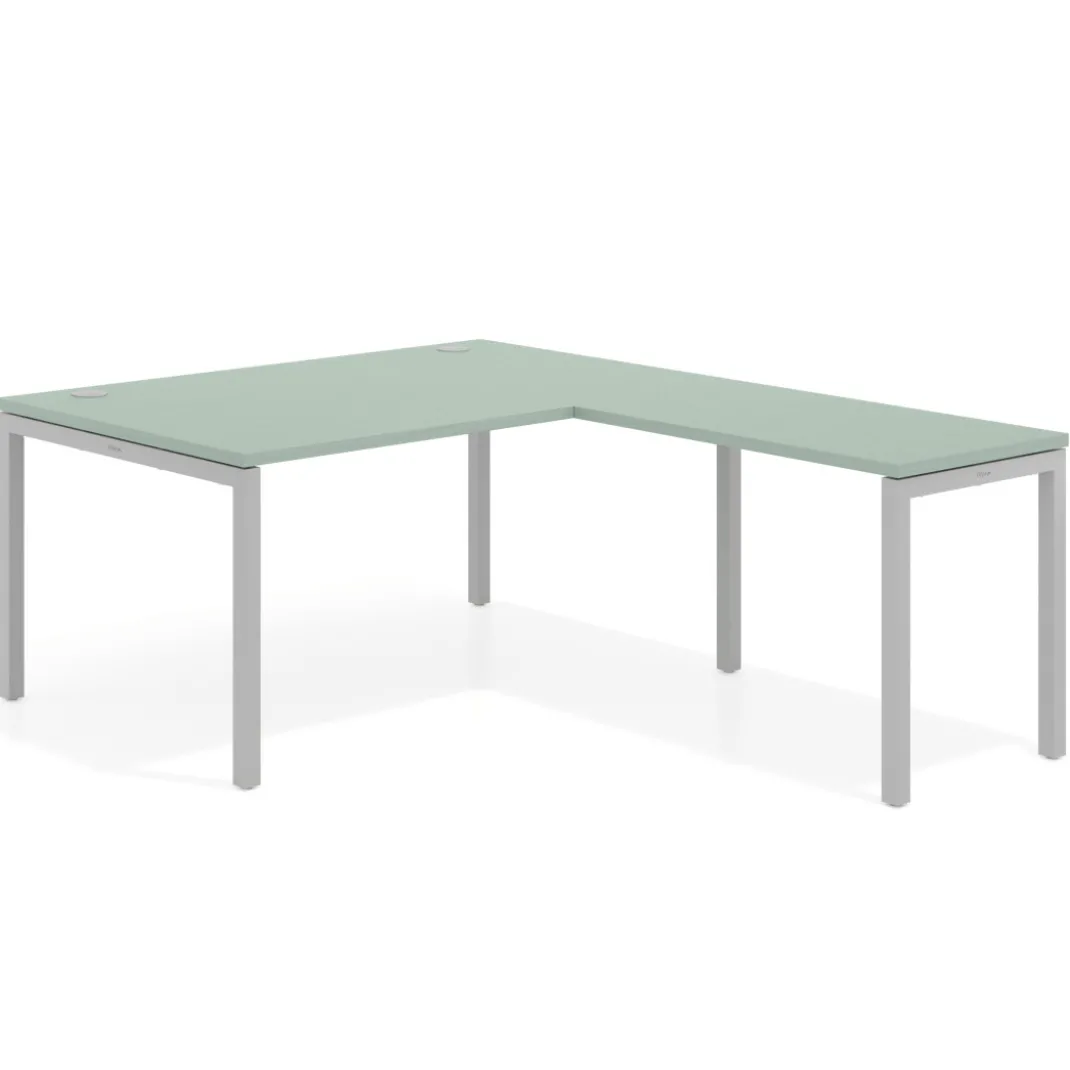 Mesa de dirección en L Kube fondo 100 con ala ancha, estructura aluminio