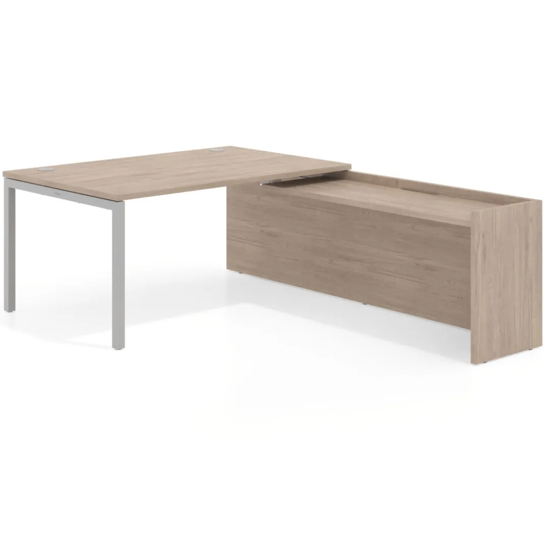 Mesa de dirección en L Kube fondo 100cm con ala WorkPlus estructura aluminio