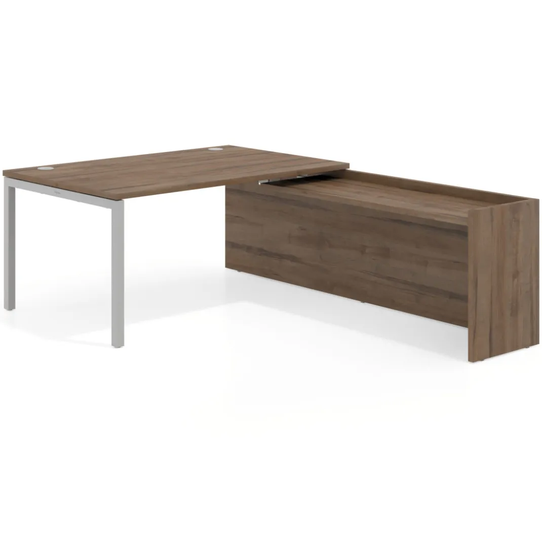 Mesa de dirección en L Kube fondo 100cm con ala WorkPlus estructura aluminio