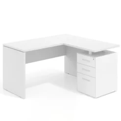 Mesa de escritorio con cajones Work fondo 60, frontales metal, estructura monocolor