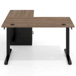 Mesa de Escritorio con cajones, fondo 68cm, estructura negra, ala corta, pedestal melamina