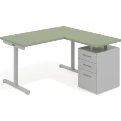 Mesa de Escritorio con cajones, fondo 68cm, estructura aluminio, ala corta, pedestal metálico