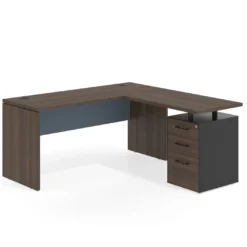 Mesa de Escritorio con cajones en L Work Plus fondo 60, frontales melamina estructura mistral