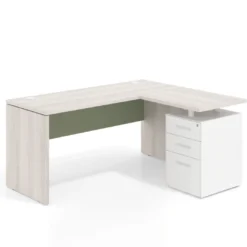 Mesa de Escritorio con cajones en L Work Plus, ala corta, fondo 60, frontales de metal estructura california