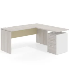 Mesa de Escritorio con cajones en L Work Plus fondo 60, frontales melamina estructura california