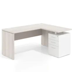 Mesa de Escritorio con cajones en L Work Plus, ala corta, fondo 60, frontales de metal estructura california