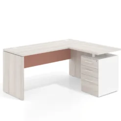 Mesa de Escritorio con cajones en L Work Plus, ala corta, fondo 60, frontales melamina estructura california