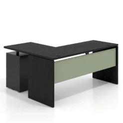 Mesa de Escritorio con cajones en L Work Plus, ala corta, fondo 60, frontales melamina estructura bocamina
