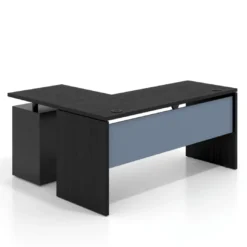 Mesa de Escritorio con cajones en L Work Plus, ala corta, fondo 60, frontales de metal estructura bocamina
