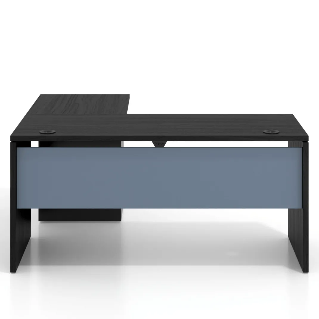 Mesa de Escritorio con cajones en L Work Plus, ala corta, fondo 60, frontales de metal estructura bocamina