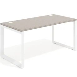 Mesa de escritorio Delta, fondo 80cm, estructura blanca