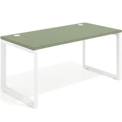 Mesa de escritorio Delta, fondo 80cm, estructura blanca