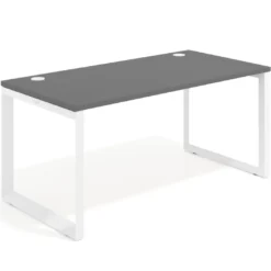 Mesa de escritorio Delta, fondo 80cm, estructura blanca