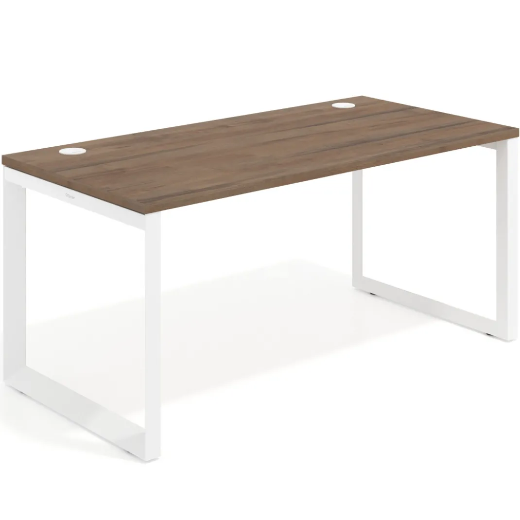 Mesa de escritorio Delta, fondo 80cm, estructura blanca