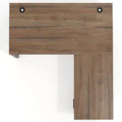 Mesa de escritorio en L con cajones Delta, estructura negra, ala pedestal melamina