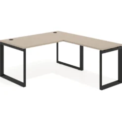 Mesa de escritorio en L Delta, fondo 80cm, estructura negra