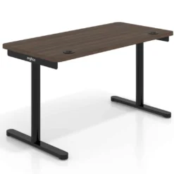 Mesa de Escritorio pata en T, fondo 68cm, estructura negra, sobre ergonómico