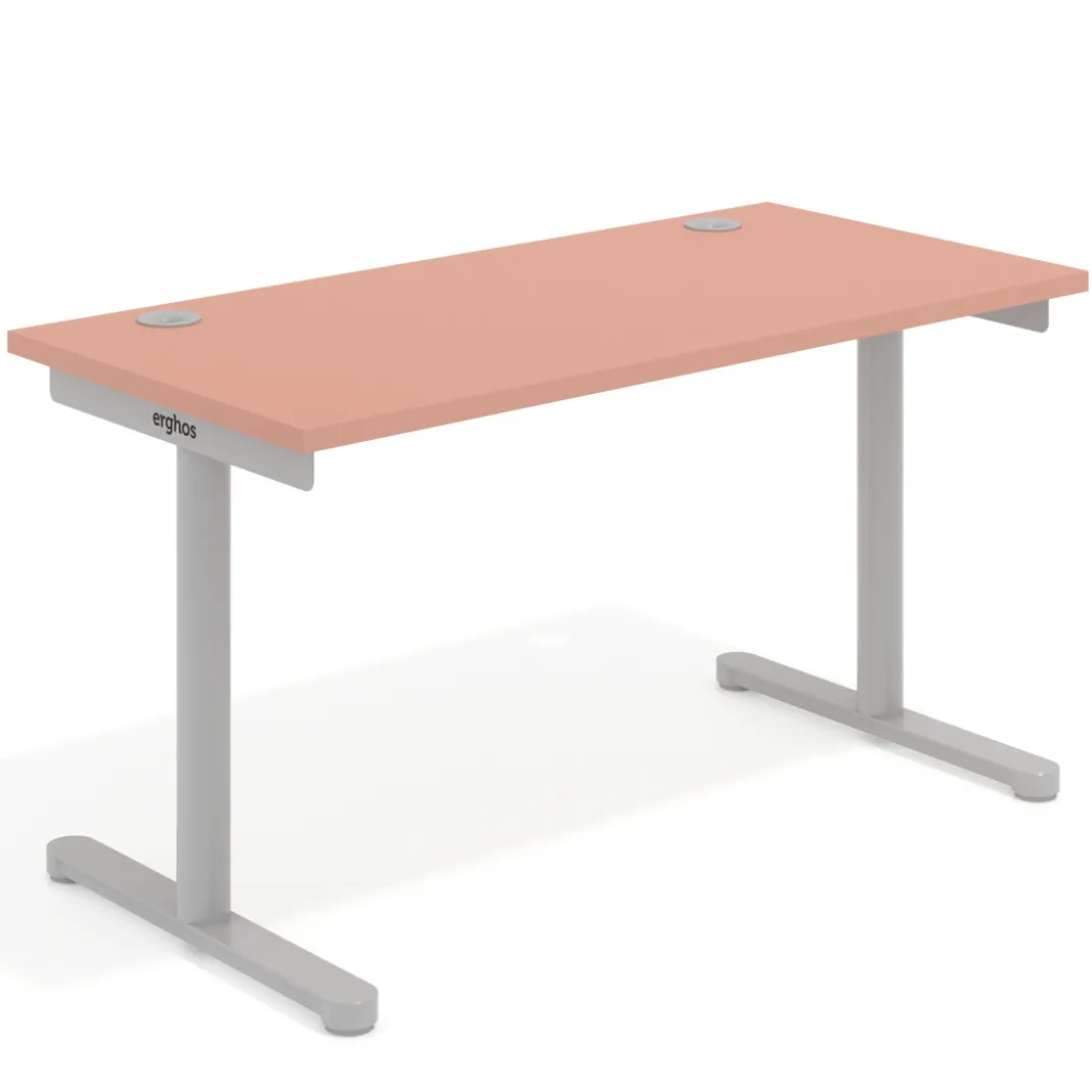 Mesa de Escritorio pata en T, fondo 68cm, estructura aluminio, sobre recto