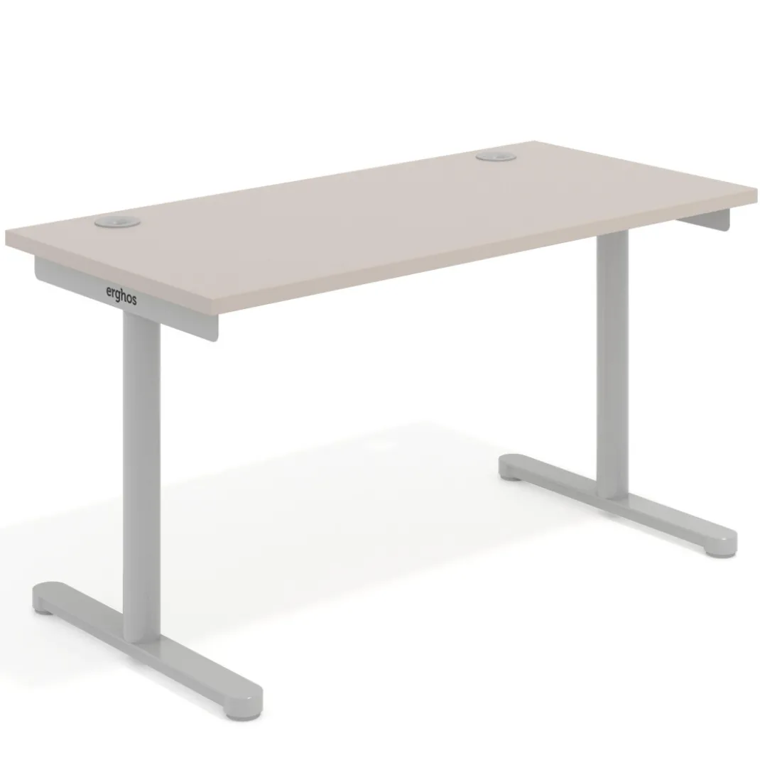 Mesa de Escritorio pata en T, fondo 68cm, estructura aluminio, sobre recto