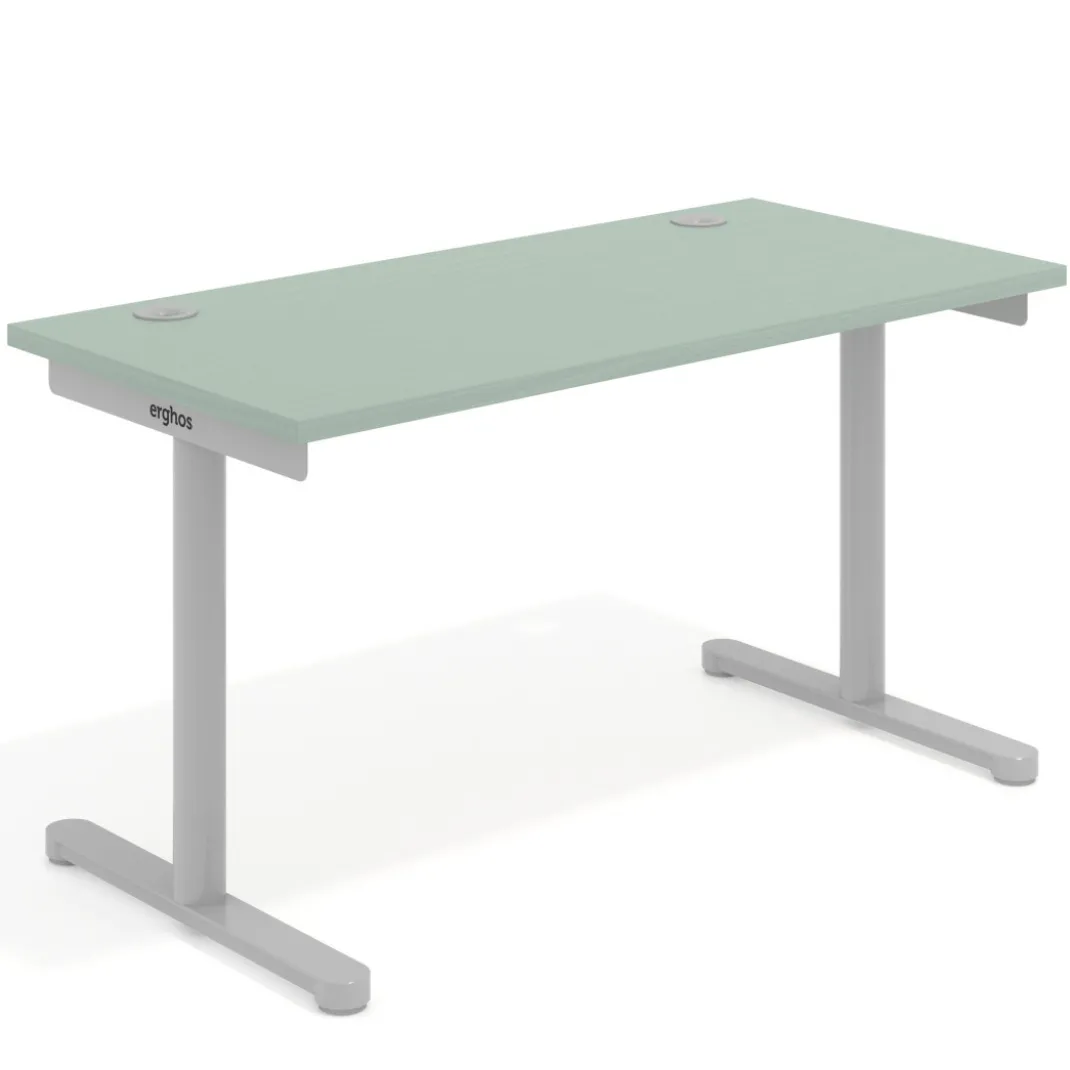 Mesa de Escritorio pata en T, fondo 68cm, estructura aluminio, sobre recto