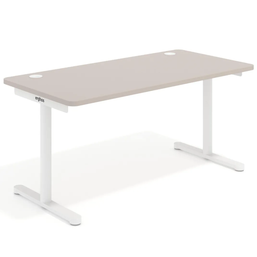 Mesa de Escritorio pata en T, fondo 80cm, estructura blanca, sobre ergonómico