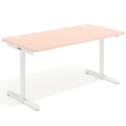 Mesa de Escritorio pata en T, fondo 80cm, estructura blanca, sobre ergonómico