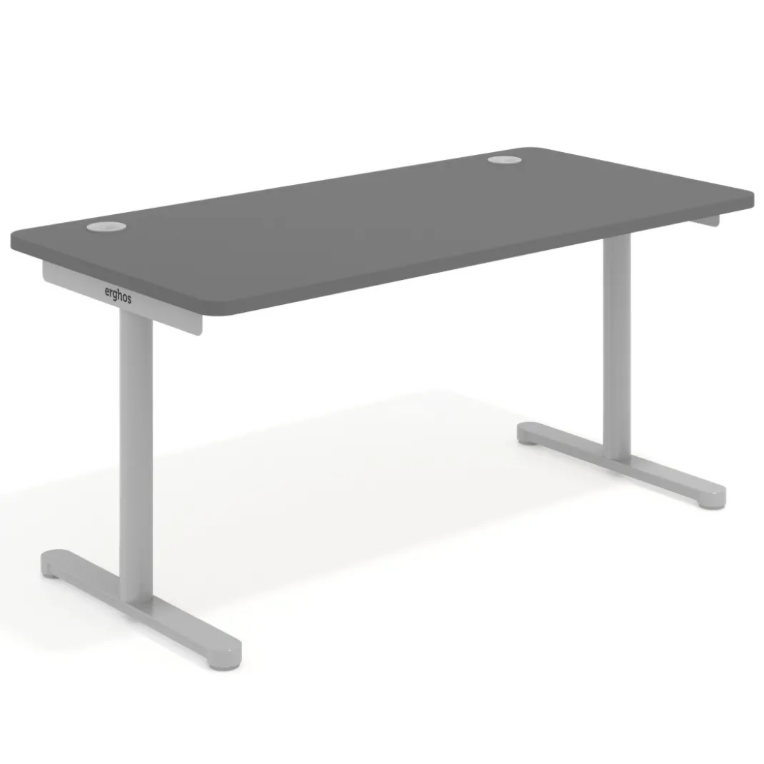Mesa de Escritorio pata en T, fondo 80cm, estructura aluminio, sobre ergonómico