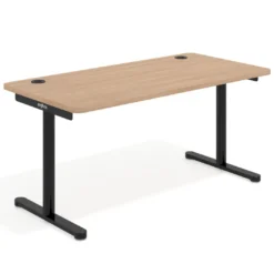 Mesa de Escritorio pata en T, fondo 80cm, estructura negra, sobre ergonómico