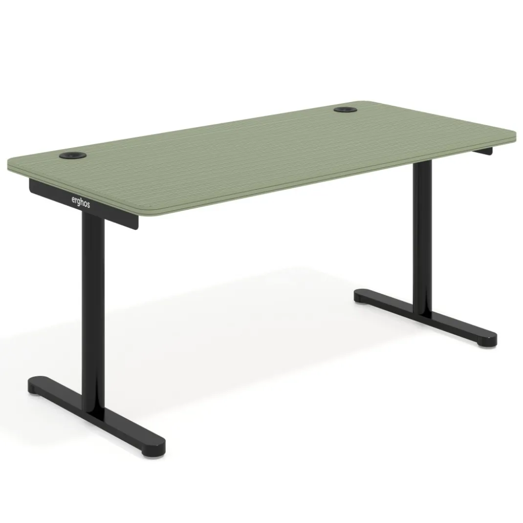 Mesa de Escritorio pata en T, fondo 80cm, estructura negra, sobre ergonómico